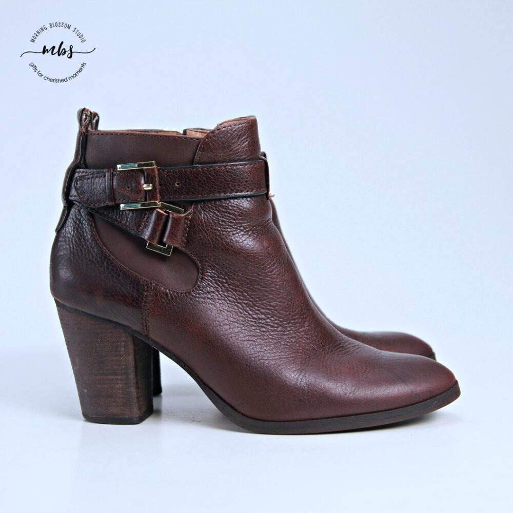 Louise Et Cie Lo-Vianne Sophisticated Chic‎ Leather Booties Brown 7.5